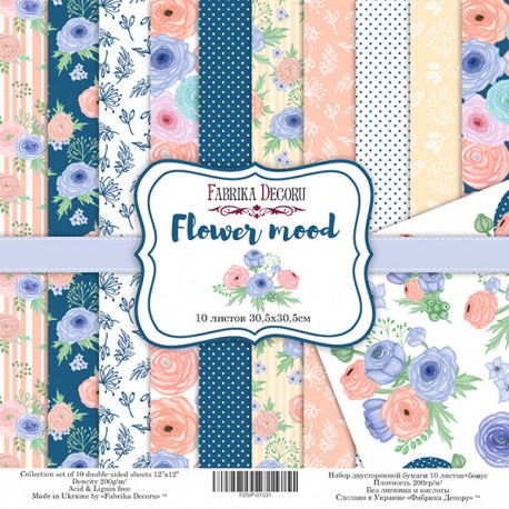 Набор бумаги 30х30 - Flower mood - Фабрика Декору