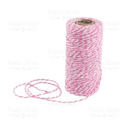 Хлопковый меланжевый шнур (белый с нежно-розовым) - 1 м