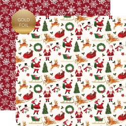 Лист бумаги с фольгированием Merry Christmas - Merry & Bright - Echo Park
