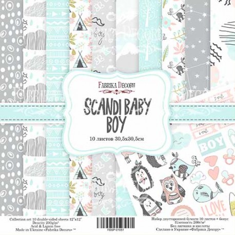 Набор бумаги "Scandi Baby Boy", 30,5x30,5см - Фабрика Декору