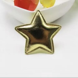 Тканевый декор патч - звезда золотая металик (3,5 см)