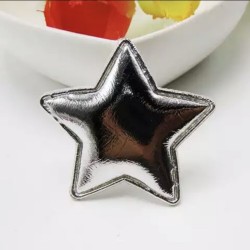Тканевый декор патч - звезда серебро металик (3,5 см)