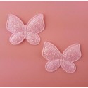 Тканевый декор патч - бабочка розовый глиттер (3х2,5 см)