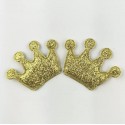 Тканевый декор патч - корона золото глиттер