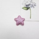 Тканевый декор патч - звезда розовый глиттер (2,8 см)