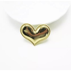 Тканевый декор патч - сердечко золото металик (3,8х3 см)