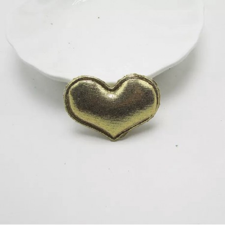 Тканевый декор патч - сердечко золотое (4х3 см)