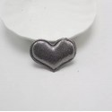 Тканевый декор патч - сердечко серебристое (4х3 см)