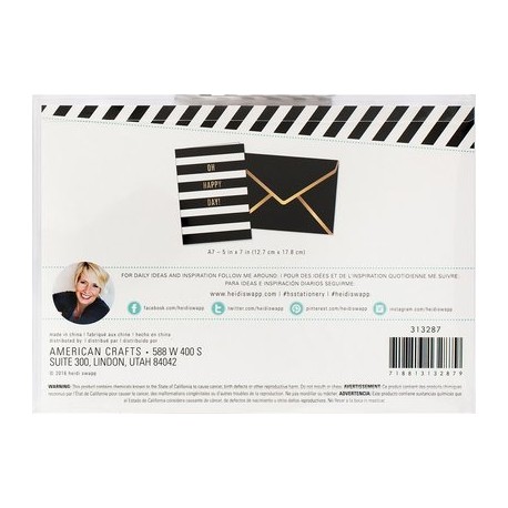 Набор открыток - Oh Happy Day Black & White Stripe - Heidi Swapp
