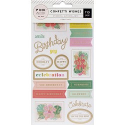 Стикер-бук (4 листа наклеек) - Confetti Wishes - Pink Paislee