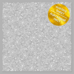 Ацетатный лист 30х30 см - White Poinsettia - Фабрика Декору