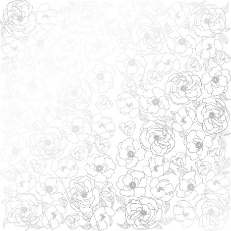 Лист бумаги 30х30 см - Silver pion white - Фабрика Декору