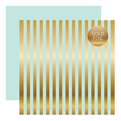 Лист бумаги Gold Foil Stripe Light Mint  - Dots&Stripes - Echo Park