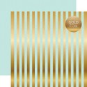 Лист бумаги Gold Foil Stripe Light Mint  - Dots&Stripes - Echo Park