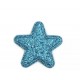 Тканевый декор (патч) - Звезда голубая глиттерная (2,8 см)
