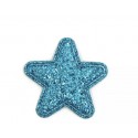 Тканевый декор (патч) - Звезда голубая глиттерная (2,4 см)