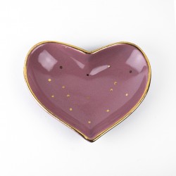 Блюдце «Сердечко» 8 см - фиолетовое в золотую точку