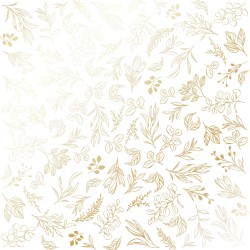 Аркуш паперу з фольгуванням - Golden branches white - Фабрика Декору
