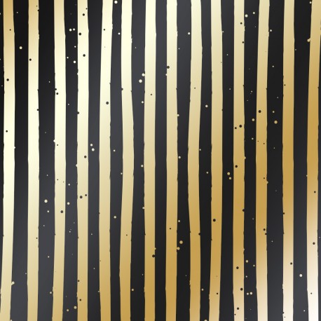 Лист бумаги с фольгированием - Golden stripes black - Фабрика Декору