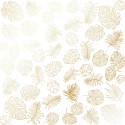 Лист бумаги с фольгированием - Golden tropical leaves white - Фабрика Декору