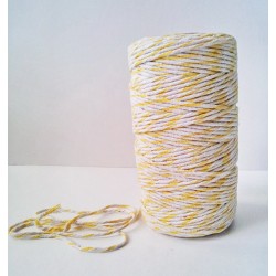 Хлопковый меланжевый шнур (белый с жёлтым) - 1 м