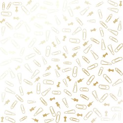 Лист бумаги White - Golden Drawing pins and paperclips - Фабрика Декору