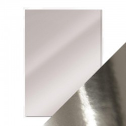 Дизайнерский картон (320 г) - серебристый, зеркальный (А4)